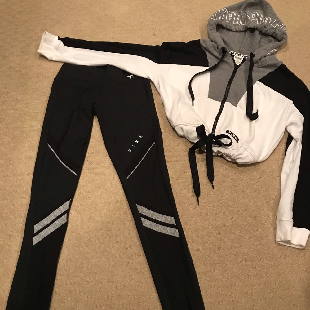 PINK Victoria's Secret Black and Gray Leggings